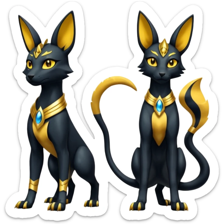 Shiny 4-legged Umbreon-Bastet-Anubis-Salandit-Zeraora-fusion, full body sticker