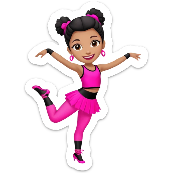 "A dancer in neon pink and black outfit with a smile and a look of surprise." sticker