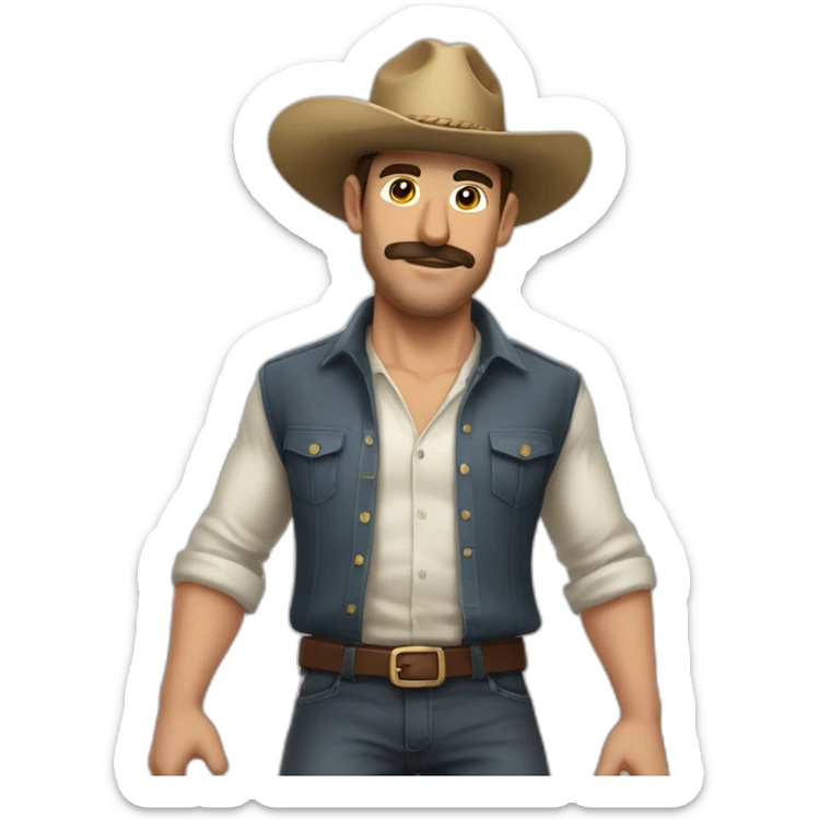 Antonio Lobato con camisa de fuerza, loco y un embudo por sombrero sticker