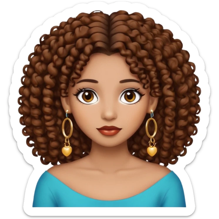 One, Puerto Rican, fair skin brown hair it has to be straight with earrings and makeup. I would like the earrings to be hoop and my best friend by my side is caramel skin color with curly black hair. sticker