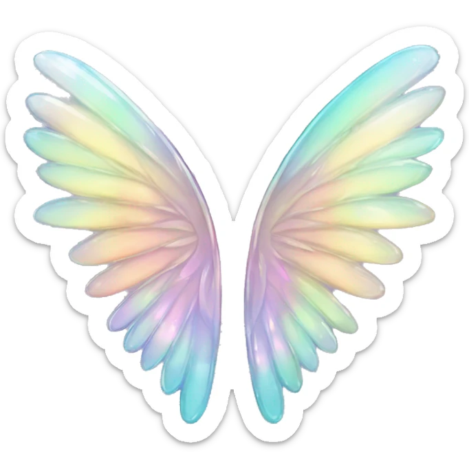 Sparkly glossy Pastel iridescent glass wings  sticker