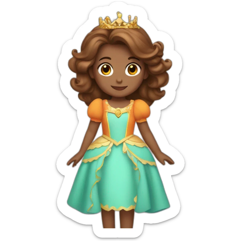 1 Princesse daisy with Brown hair an orange dress and à crown and long hair sticker