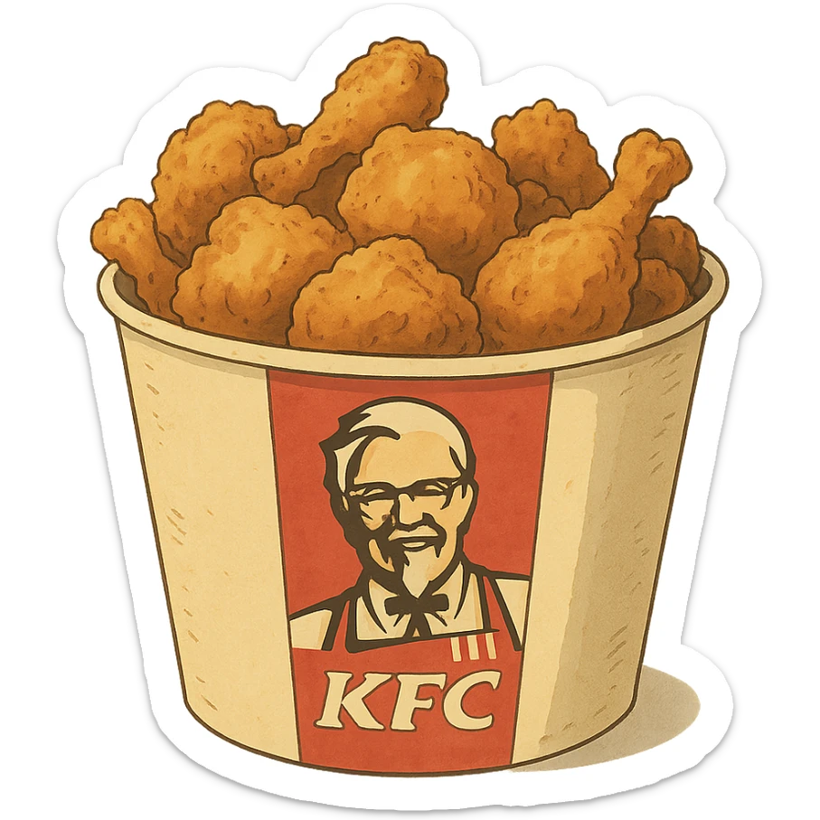 KFC bucket of fried chicken in ghibli style sticker