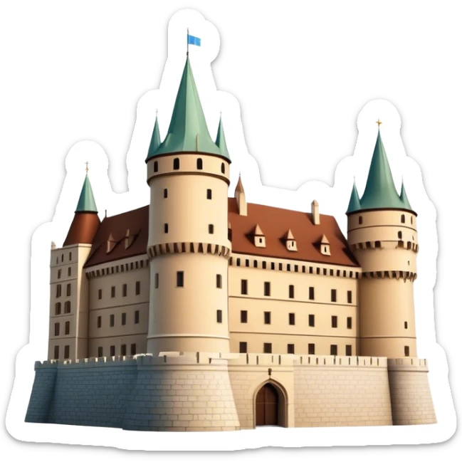 Cinematic Realistic Wawel Castle Landmark Emoji, depicted with the historic royal castle rendered with intricate detail and dramatic, majestic lighting. sticker