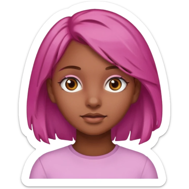 girl with brown hair and brown eyes and pink  end of a hair sticker