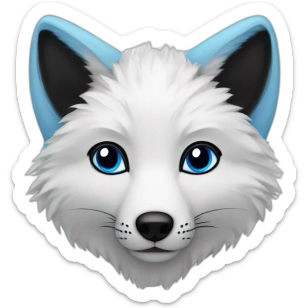 artic fox with black fur outside of the ears and blue fur inside the ears sticker