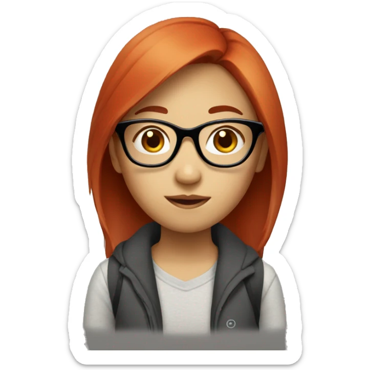 Asian girl with red hair and glasses  sticker