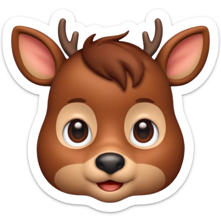 Rudolph cute face emoji for slack simple with hair, like the first one of that most recent message sticker