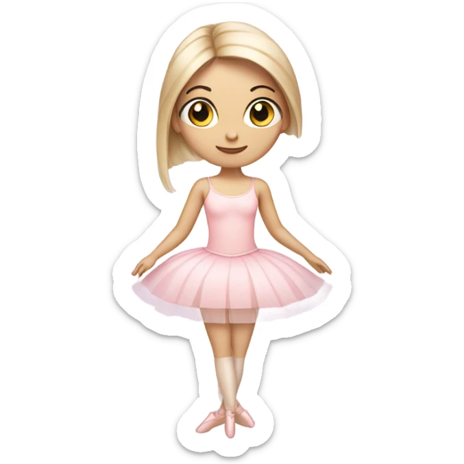 soft pink ballerina with fair skin, long straight hair  sticker