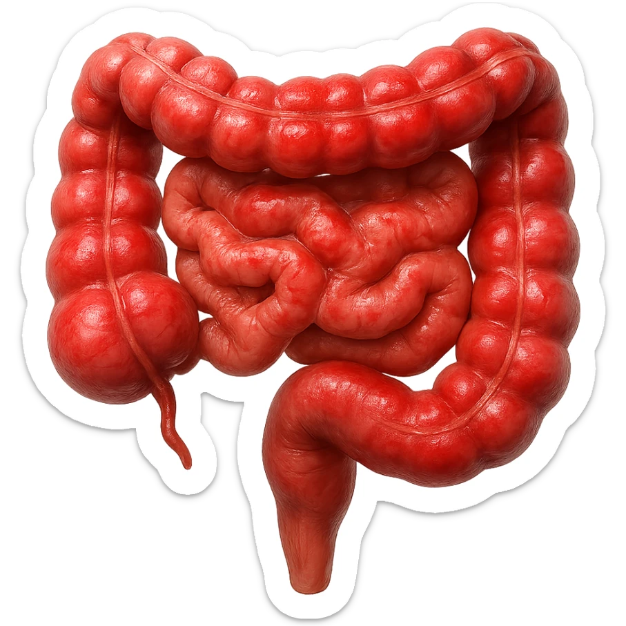 intestino umano anatomico realistico infiammato iperrealistico 4k sticker