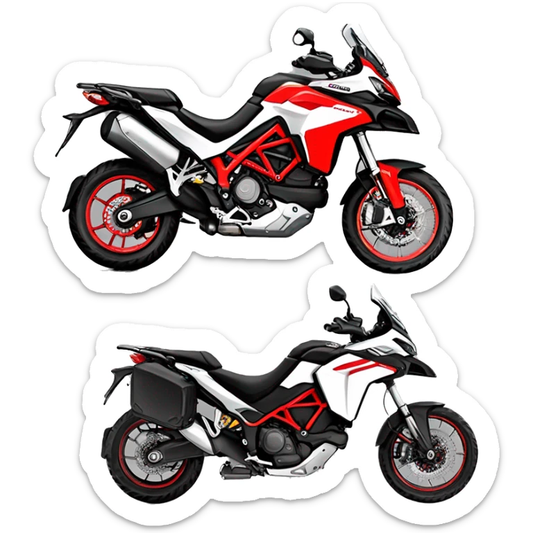 Caricatura Moto Ducati multistrada enduro off road roja y negra llena de barro sticker