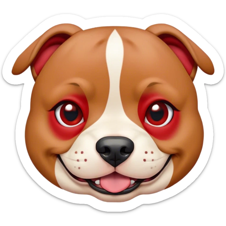 Cinematic Comical Red/Fawn Staffordshire Bull Terrier Portrait Emoji, Head tilted dramatically with an exaggeratedly amused expression, featuring a striking red/fawn Fur with bold white accents, wide, expressive dark eyes filled with playful disbelief, Simplified yet hilariously expressive features, highly detailed, glowing with a slightly sassy glow, high shine, dramatic yet playful, stylized with an air of cheeky mischief, bright and endearing, soft glowing outline, capturing the essence of a spirited and over-the-top guardian, so meme-worthy it feels like it could side-eye its way into internet fame instantly! sticker