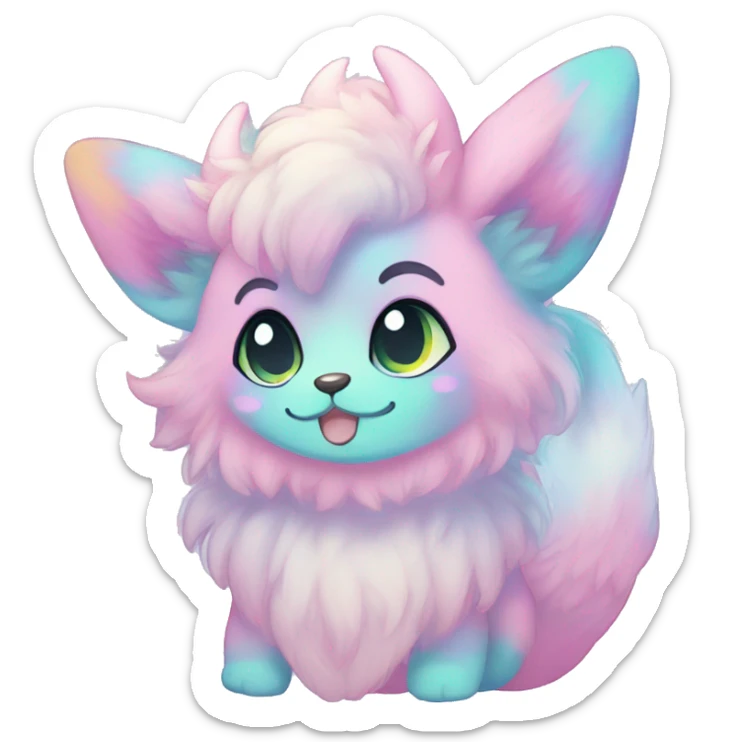Kawaii colorful pastel ethereal anthro fursona Fakemon sticker