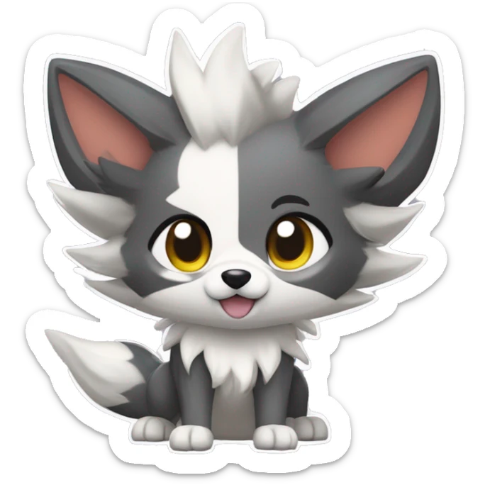 Kawaii Cool Chibi Poochyena-Rocruff-Lycanroc-Pokémon Full Body Detailed High Quality sticker