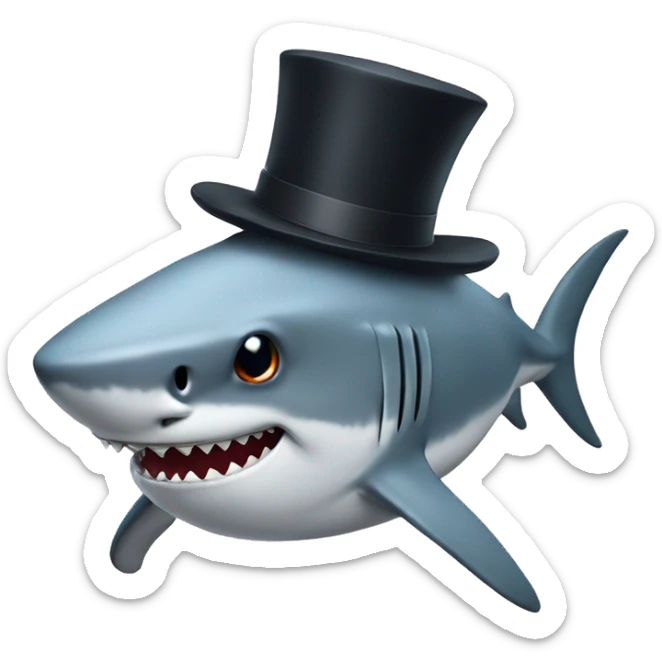 Shark with a top hat sticker