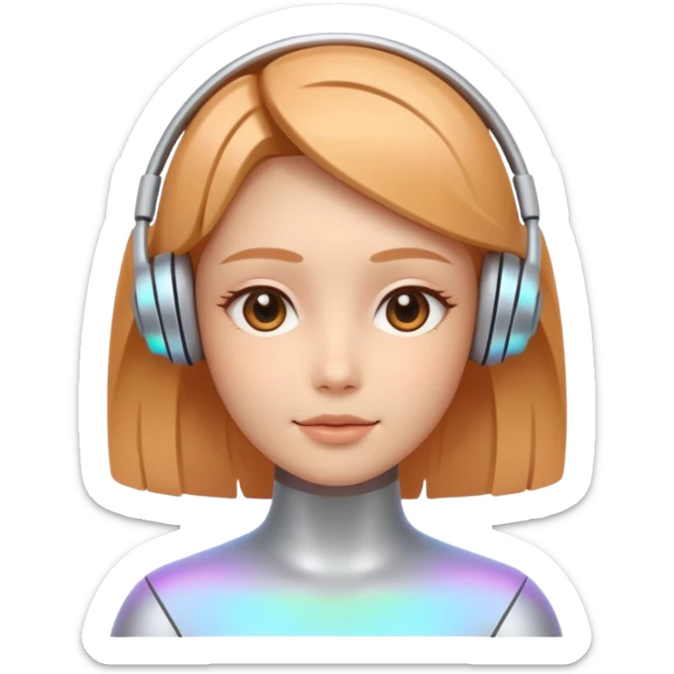 AI Ptch Agent holo-human-like Cyber AI face, warm, calm and friendly. Holographic look.Soft AI face with a listening, welcoming expression, minimal facial lines, calm eyes. Minimalistic presentation. sticker