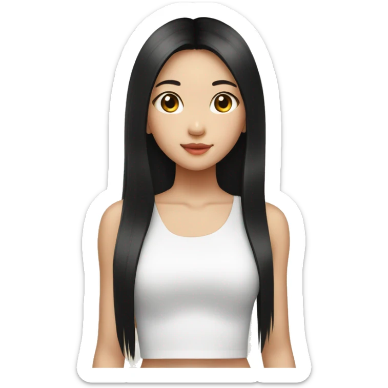 taiwanese girl with long black hair wearing a white crop top sticker