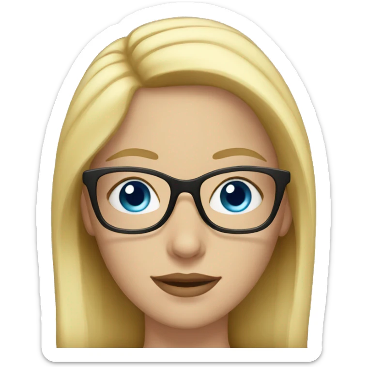 Woman with blue eyes and blond hair and glasses sticker
