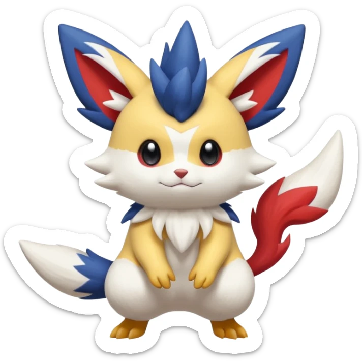 Victini-Meowstic-Raichu-Zangoose-Fakémon-hybrid-creature (full body)  sticker