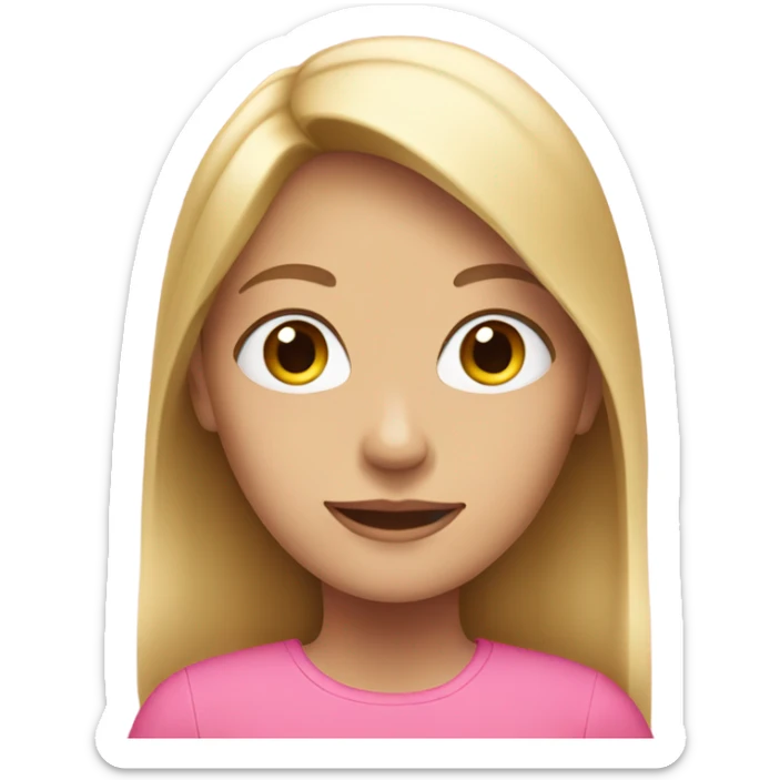 A blonde girl with straight hair and pink top sticker
