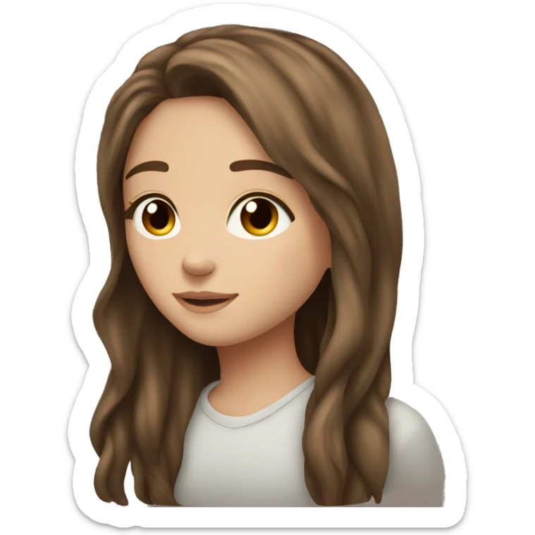 very pretty brown hair brown eye fair skin long hair girl sticker