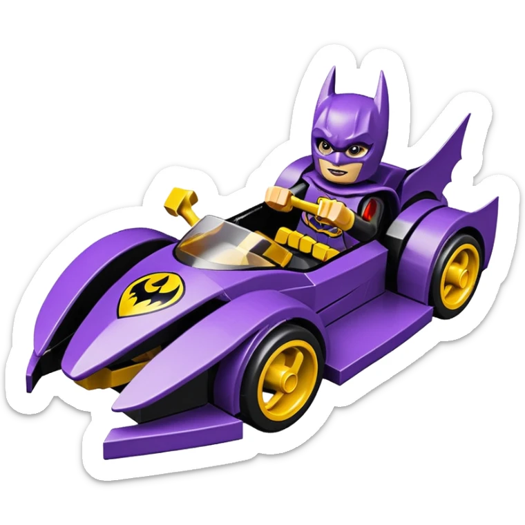 Hot wheels Lego BatGirl’s stealth burglar sporty futuristic pursuit mobile two seater car (reclined seating position) sticker