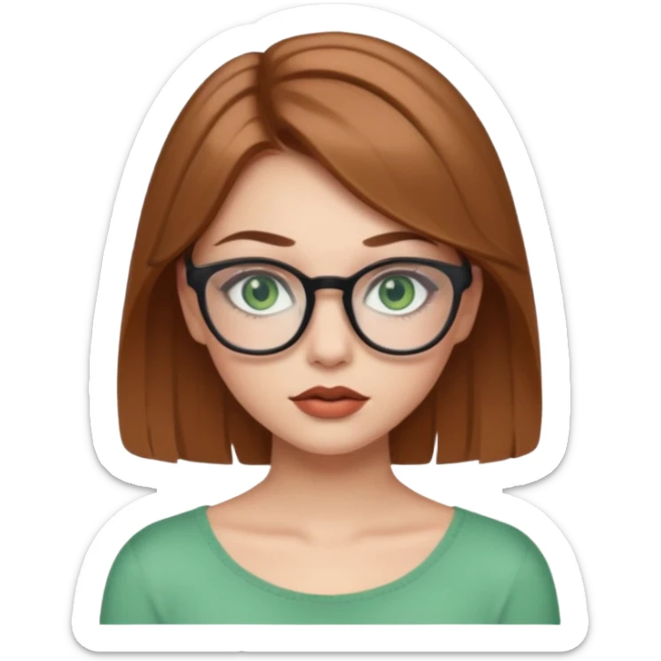 Yeşil gözlü,Hafif kahverengi saçlı, beyaz tenli, gözlüklü, crop giyinen ,dolgun dudaklı,makyajlı bir kiz sticker
