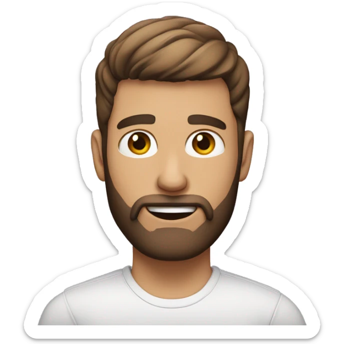 white guy, brown hair fade with purple hair on top, short brown beard sticker