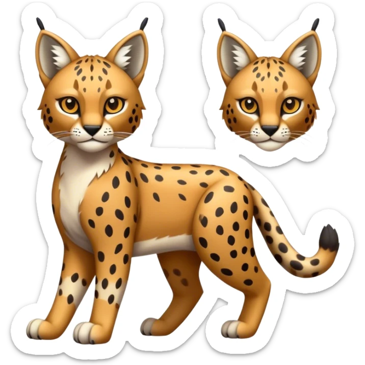 Cute cool bobcat-lynx-cheetah-caracal-leopard-hybrid-Fakemon full body with patterns and markings sticker