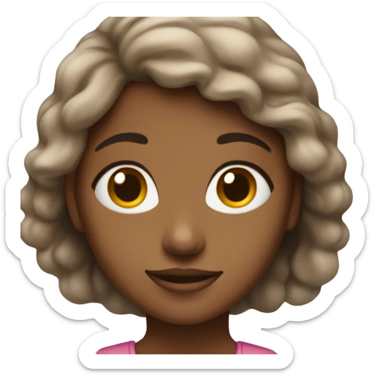 A girl who is medium black skin color, and she’s looking like a clean girl sticker