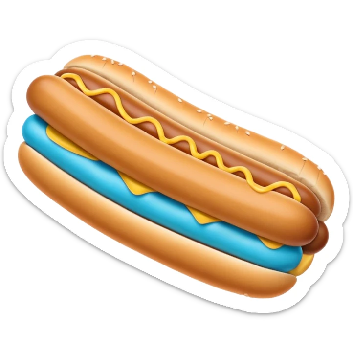 a blue hotdog bun with a minty colored hotdog in the middle of it sticker