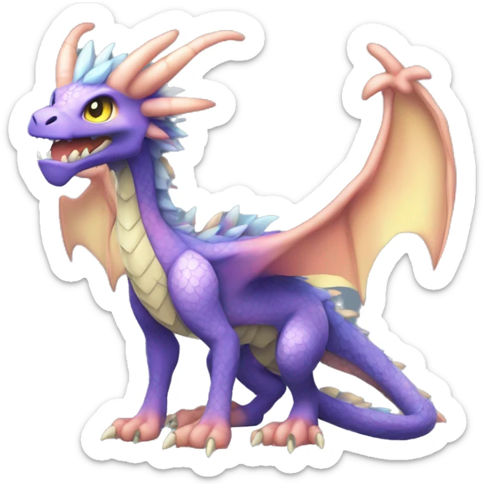 Kawaii Edgy Bright Ethereal Fururistic Fantasy Attractive Gorgeous Beautiful Dragon Pokémon Fakemon full body sticker
