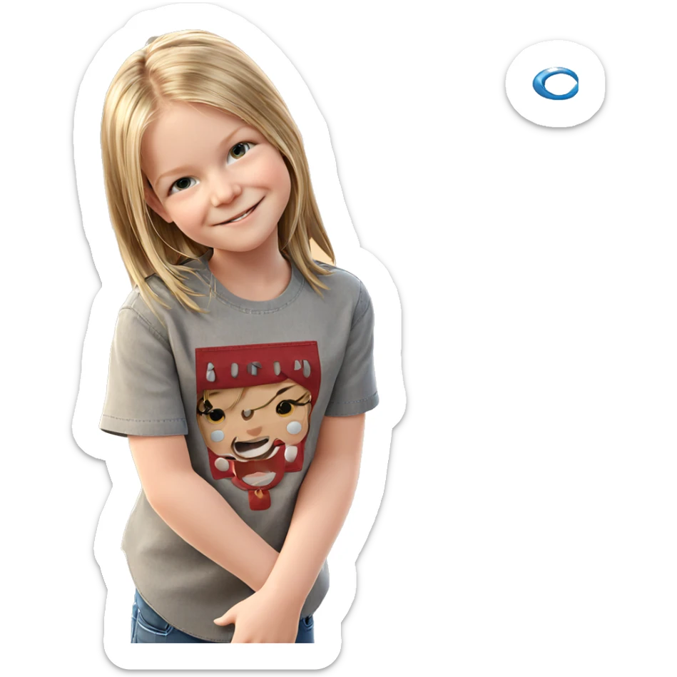 smiling girl in denim shirt sticker