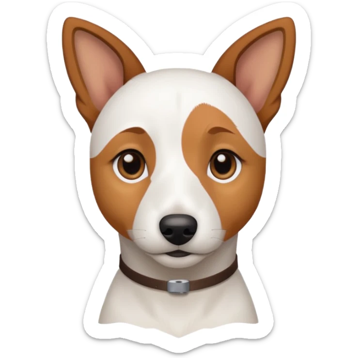 a fully white jack russell the size of a kelpie with light brown ears and a light brown patch on one eye sticker