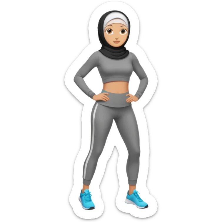 High resolution full body of a girl wearing a hijab and is a fitness trainer sticker