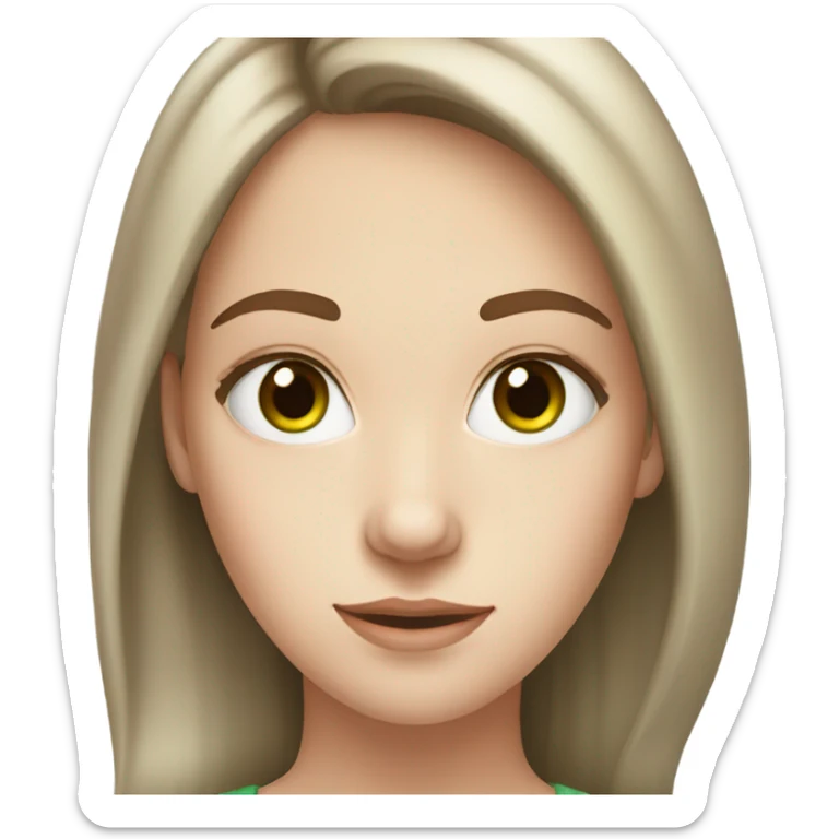 Young adult girl with pale skin, green eyes and brown hair sticker
