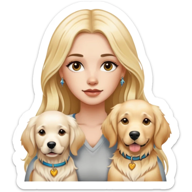 a  white girl with long hair with tattoo 2 white golden retriever  sticker