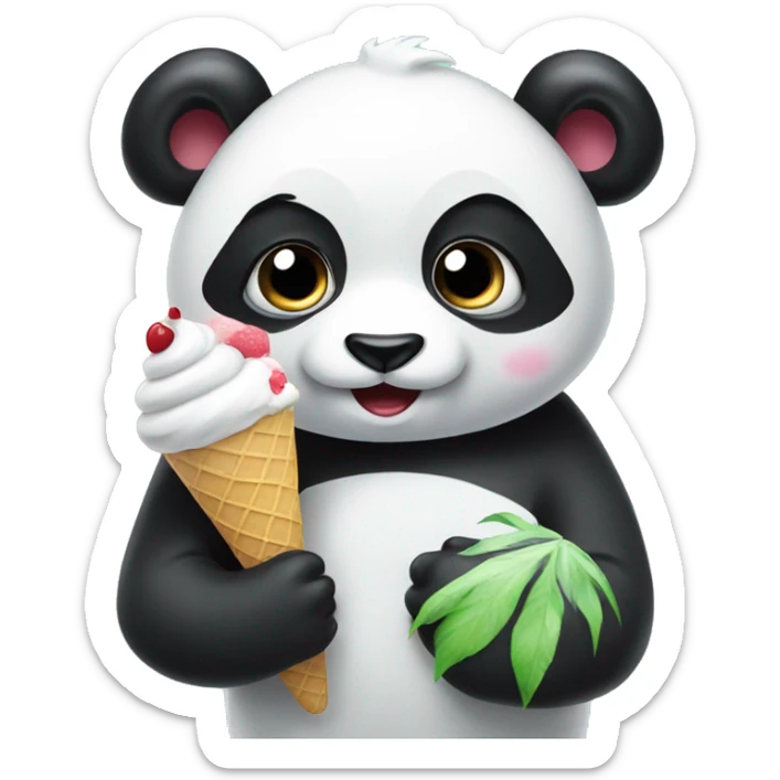 Panda eating ice cream sticker