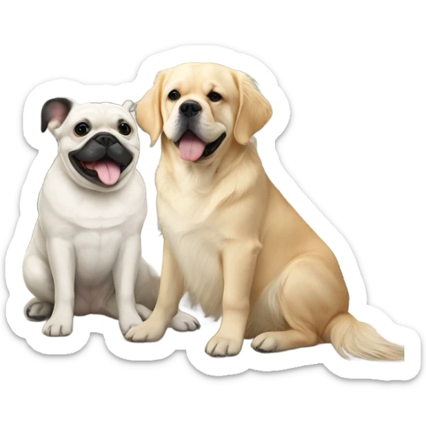 English cream golden retriever and an oreo colored frenchie as best friends sticker