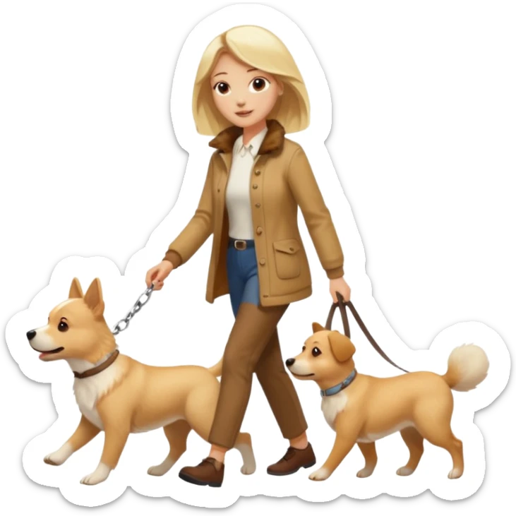 blonde woman wearing white walking only one malese dog sticker