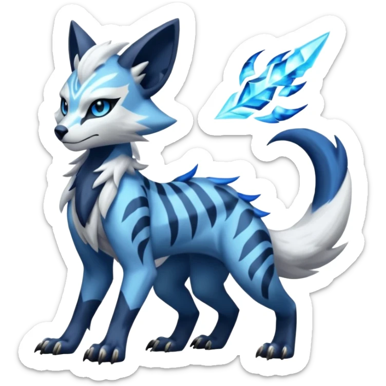 Elemental cool badass edgy realistic feral Genet-Absol-Kyurem-Zeraora-Primagen-fusion-creature  sticker