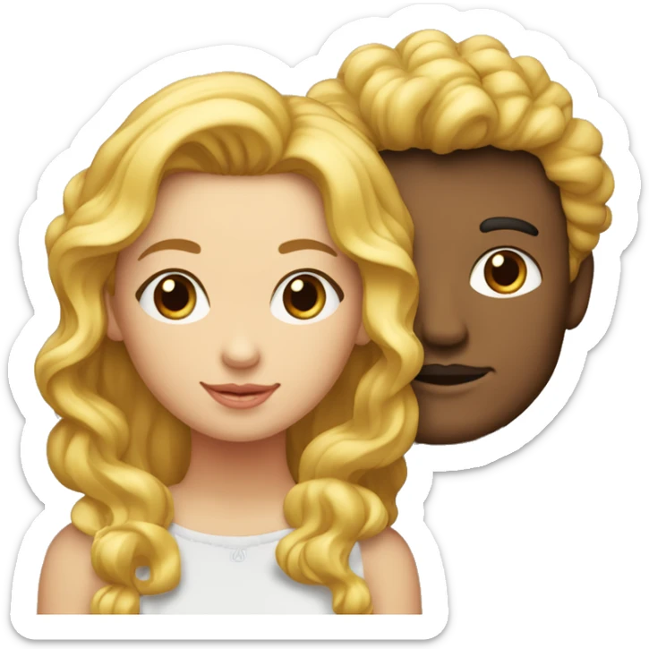 Fille au cheveux bouclés en couple avec un garçon plus petit qu’elle blond sticker