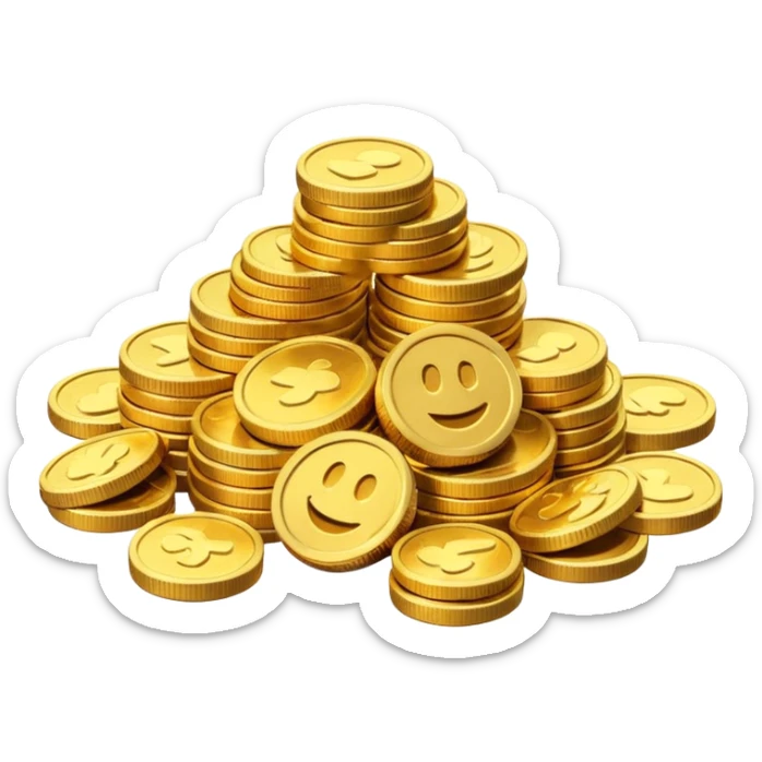 small pile of gold coins, 3D emoji style, shiny gold, no symbols, no text,  sticker