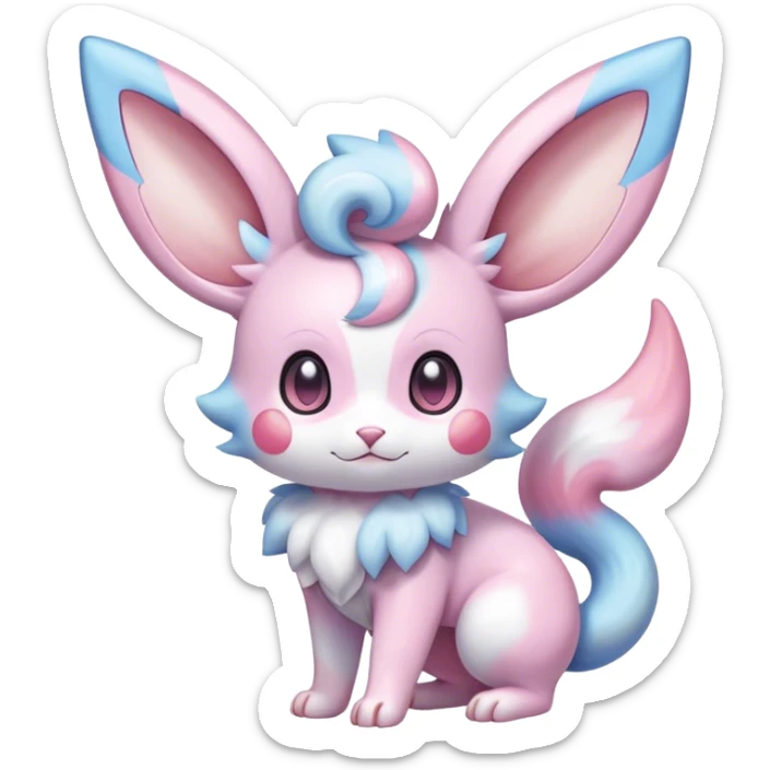 Shiny Vibrant Colorful Rare Sylveon-Minccino-Espurr-creature-hybrid sticker