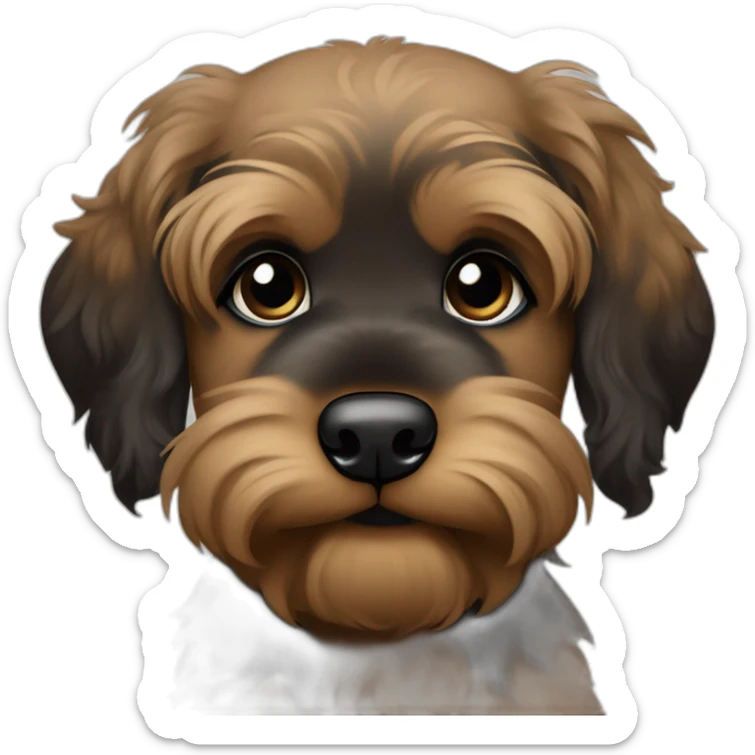 bouvier fawn brown and black puppy face very long hair sticker