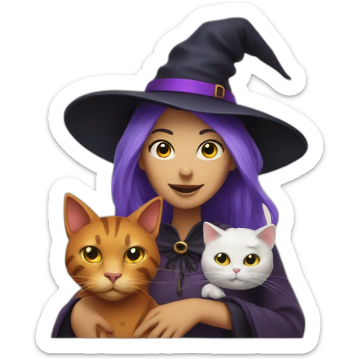 Witch with a cat sticker