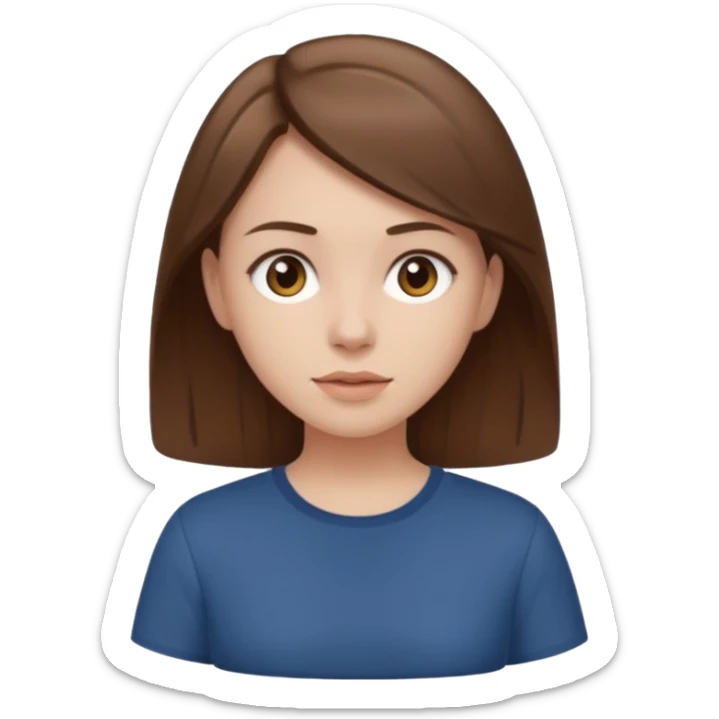 Pale girl brown hair and wearing brown shirt  sticker
