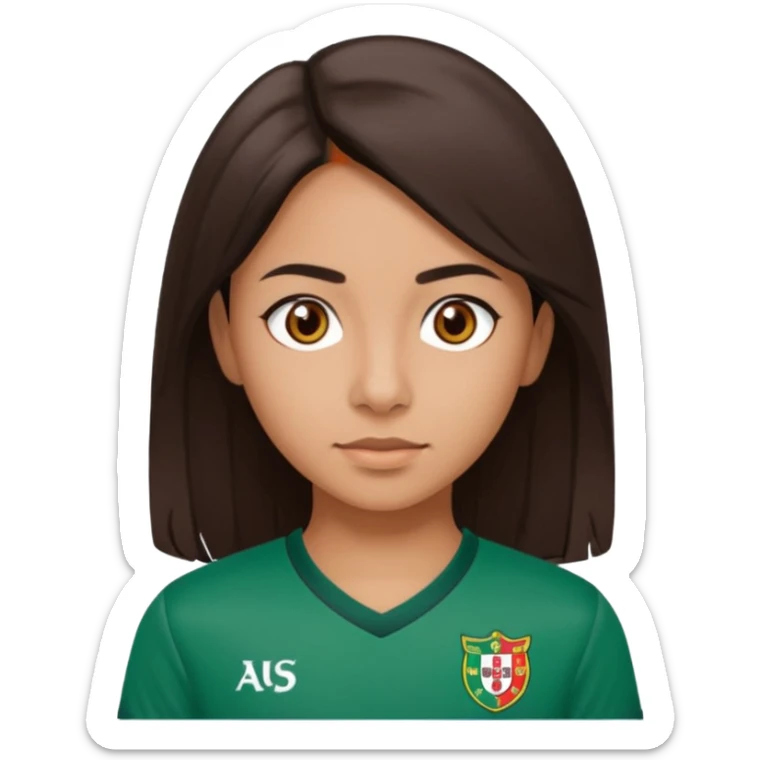 morena, cabelo liso, olhos castanho, nariz pequeno e blusa do sporting clube de portugal  sticker