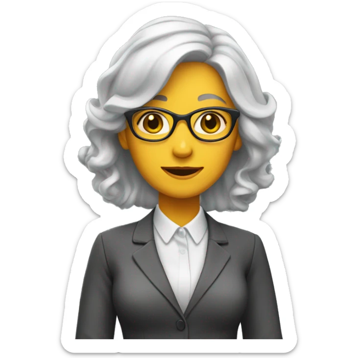 Women business teacher with gray color hair. And yellow skin color  sticker