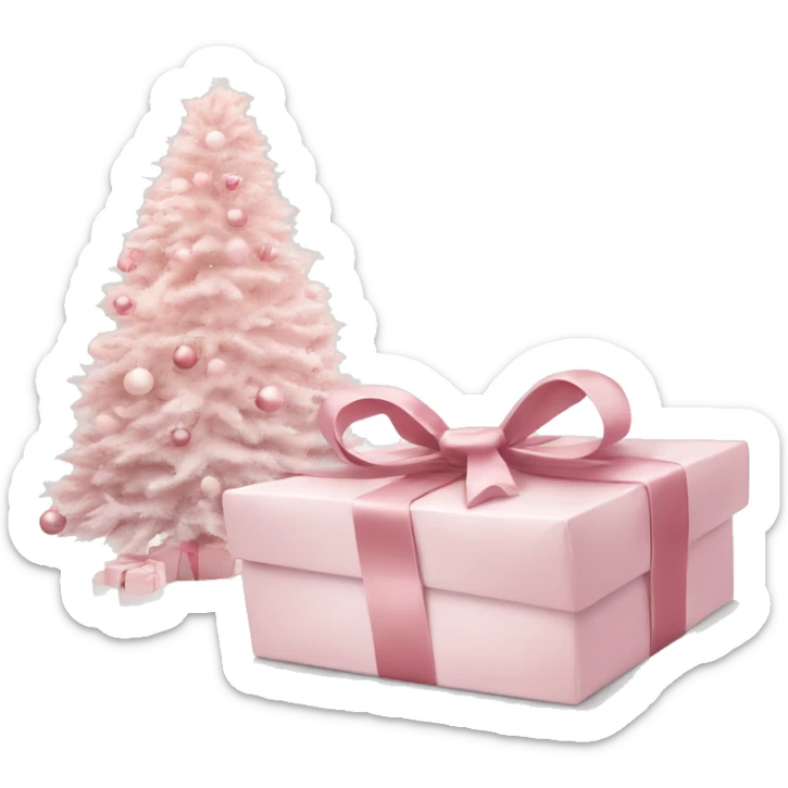 Light pink Christmas gifts under a white Christmas tree  sticker